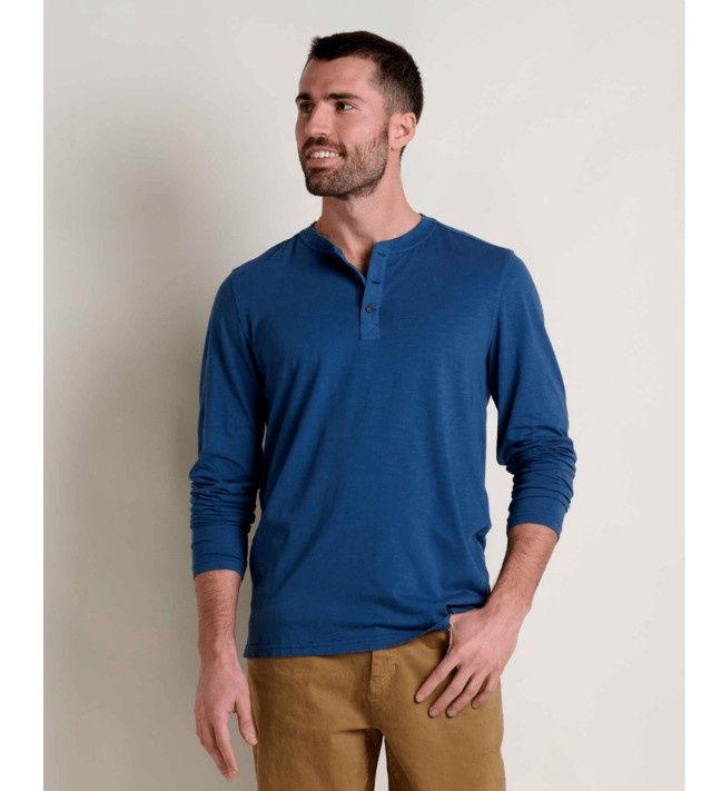 Toad&amp;Co Primo Men's L/S Henley-D, Color: Deep Sea, Size: Small