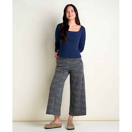 Toad&amp;Co Chaka Women's Wide Leg Crop Pant, Color: Ink Print, Size: XS