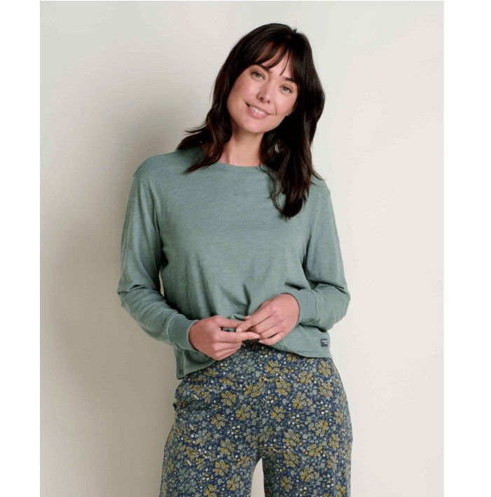 Toad&amp;Co Boundless Jersey Women's Long Sleeve Tee, Color: Laurel, Size: Small