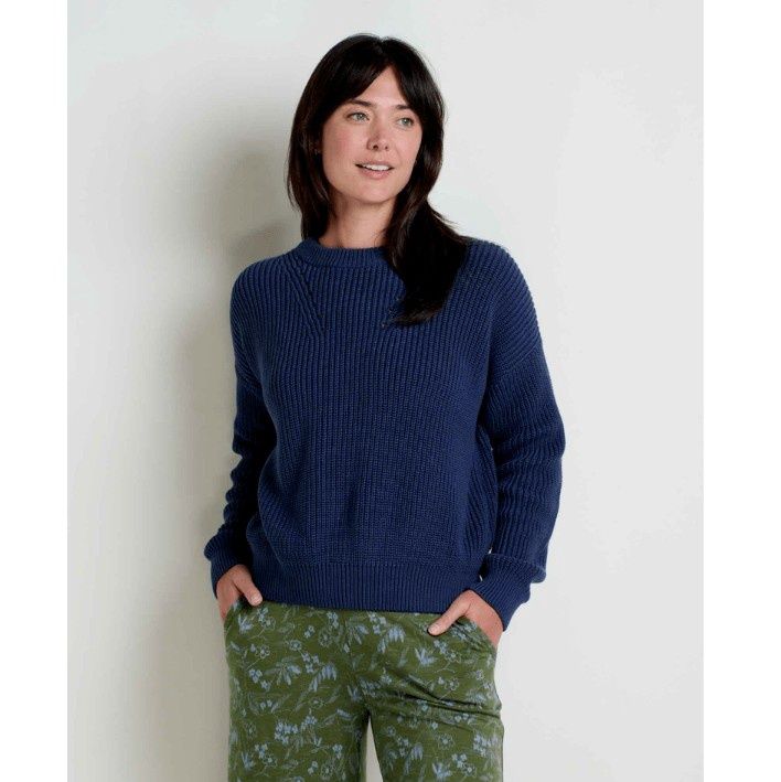 Toad&amp;Co Bianca Shaker Women's Crew Sweater, Color: True Navy, Size: Small