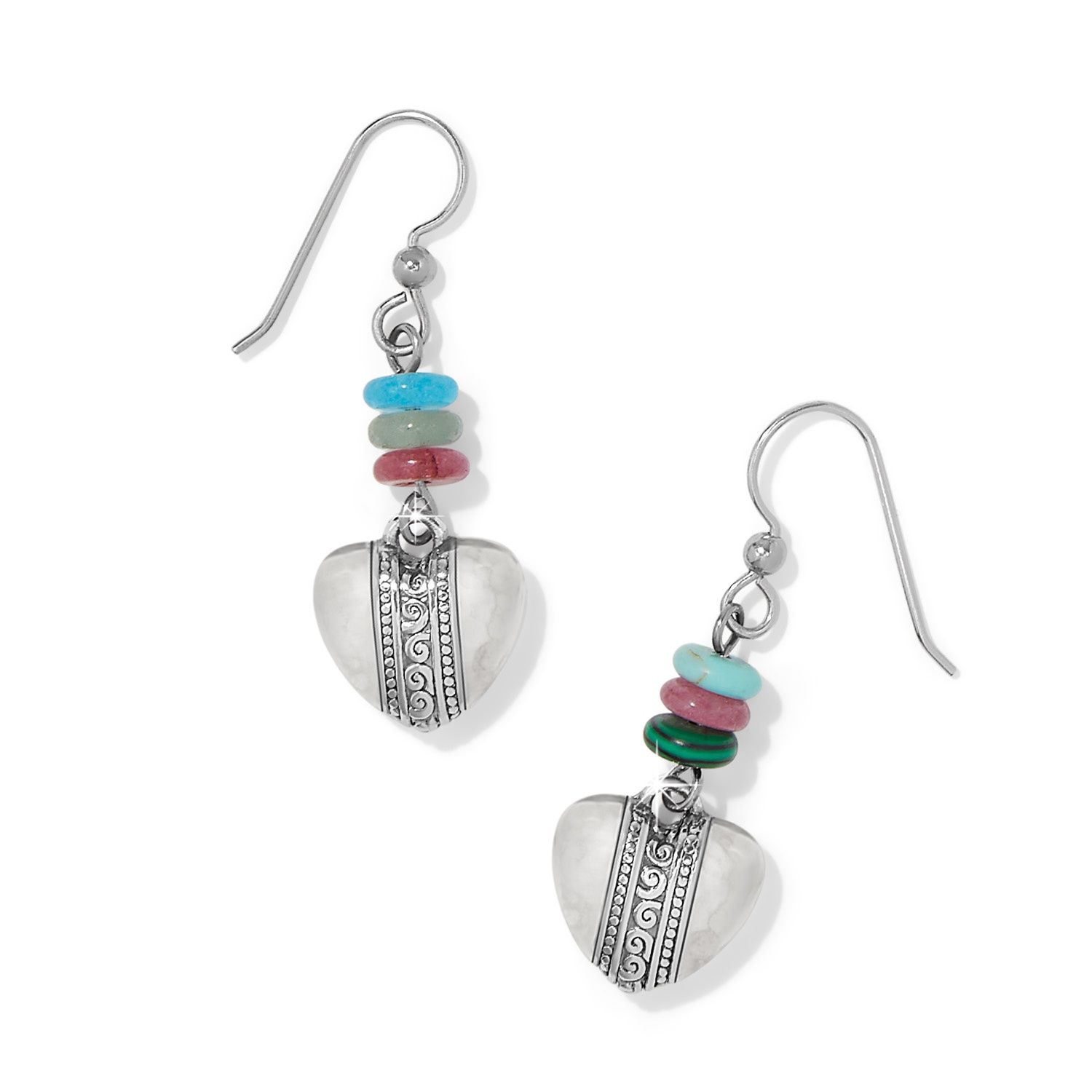 Brighton Mingle Sweetheart Bead French Wire Earrings, Color: Silver/Multi