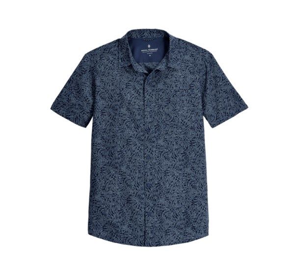 Royal Robbins Amp Lite II Print Short Sleeve Men's Shirt, Color: Naval Frond Pt, Size: Medium