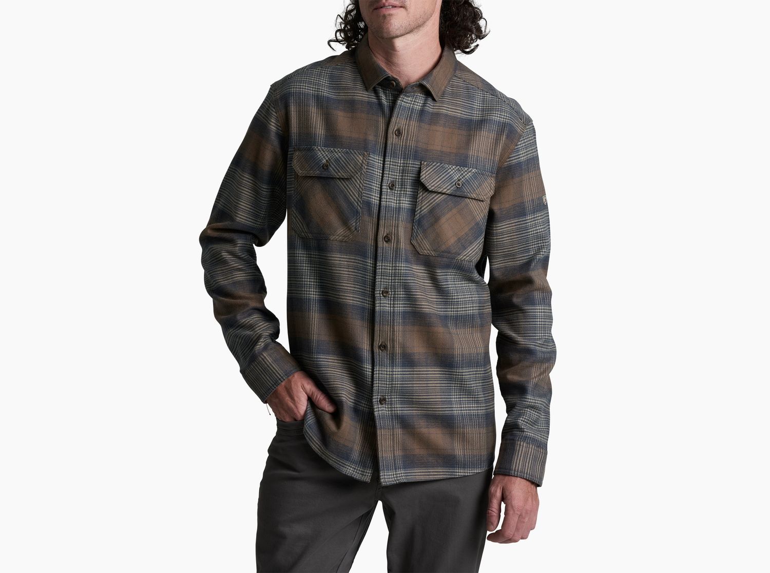 Kuhl Men's Rydr Flannel Long Sleeve Shirt, Color: Vintage Leather, Size: Medium