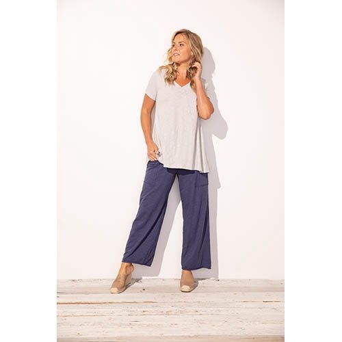 Cotton Slub Pocket Flood Pant, Color: Navy, Size: XS