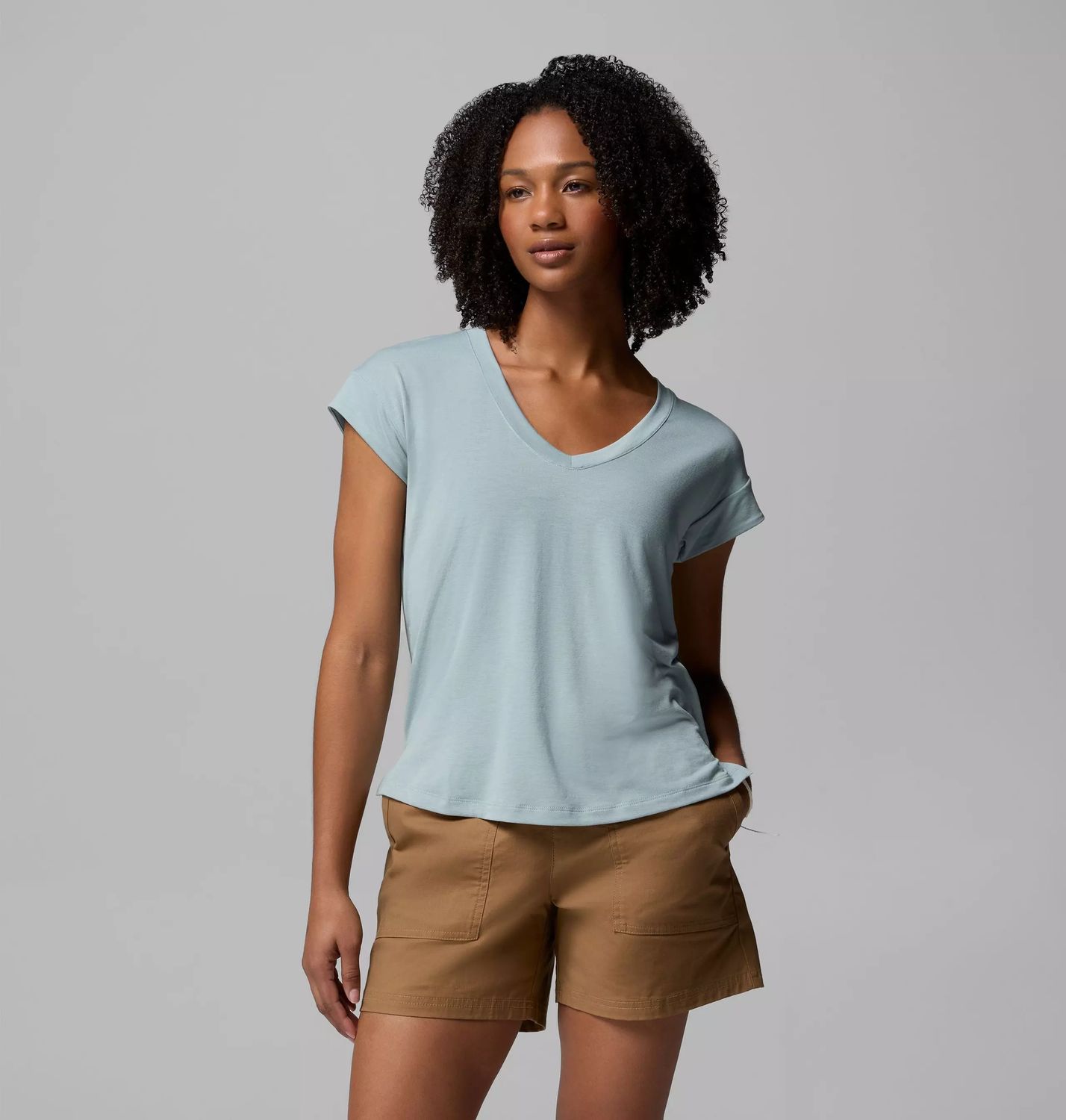 Columbia Daniela Falls V-Neck Short Sleeve Women's Tee, Color: Crushed Blue, Size: Small
