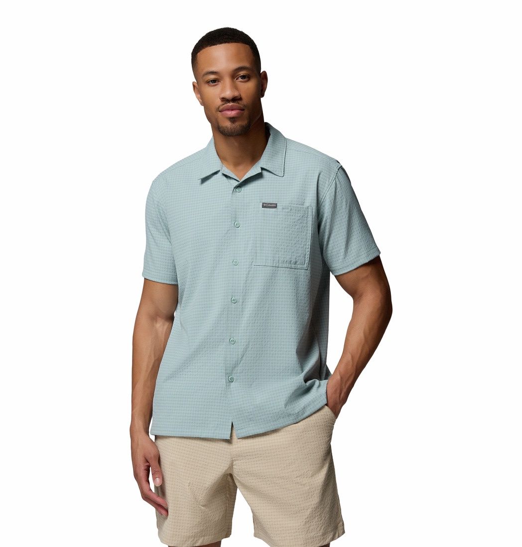 Utilizer Men's Short Sleeve Camp Shirt, Color: Crushed Blue, Size: Medium