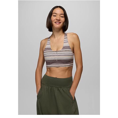 prAna Heavana Henley Bra, Women's, Color: Almond Microstripe, Size: XS