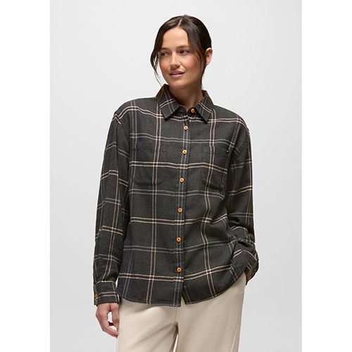 prAna Cabin Core Flannel Shirt, Women's, Color: Dark Charcoal, Size: XS