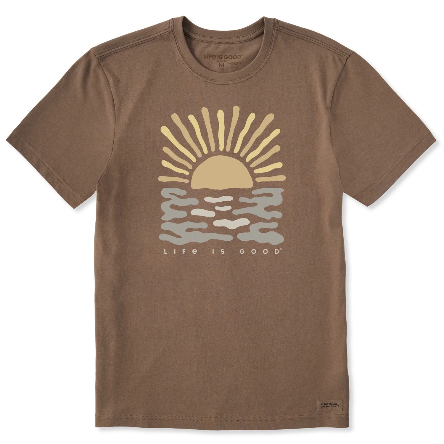 Life is Good Men's Sun Over The Water Short Sleeve Tee Shirt, Color: Mushroom Brown, Size: Medium
