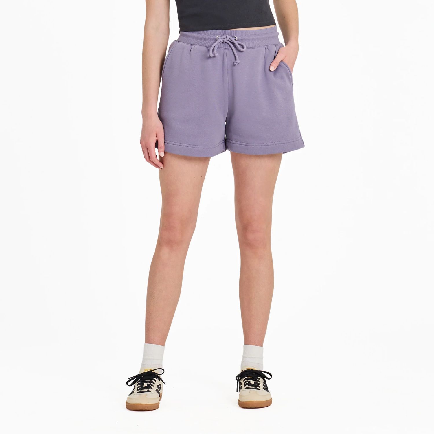 Life is Good Women's Solid Good Vibes Fleece Shorts, Color: Dusk Purple, Size: XS