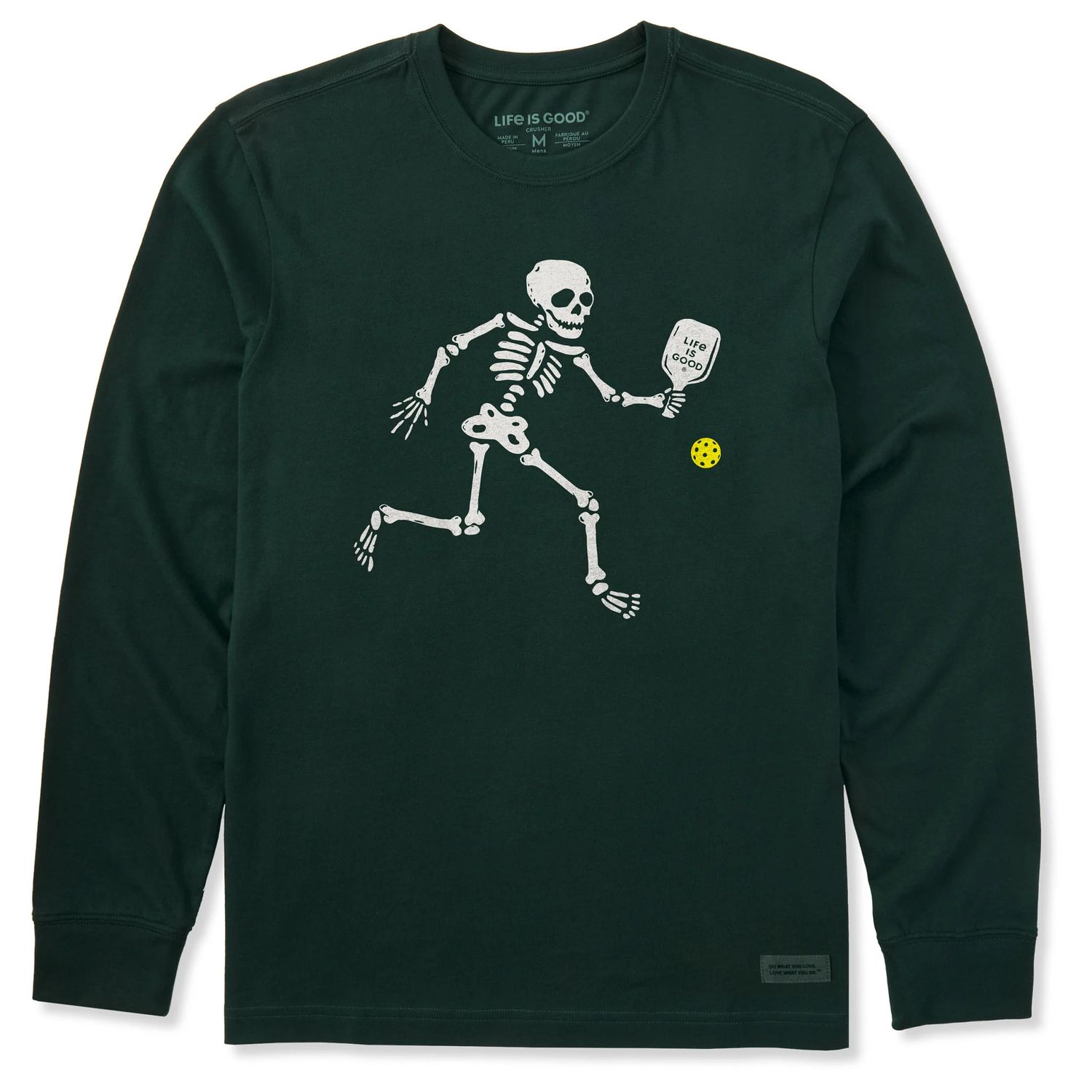 Life is Good Men's Pickle Skeleton Long Sleeve Tee Shirt, Color: Treeline Green, Size: Medium
