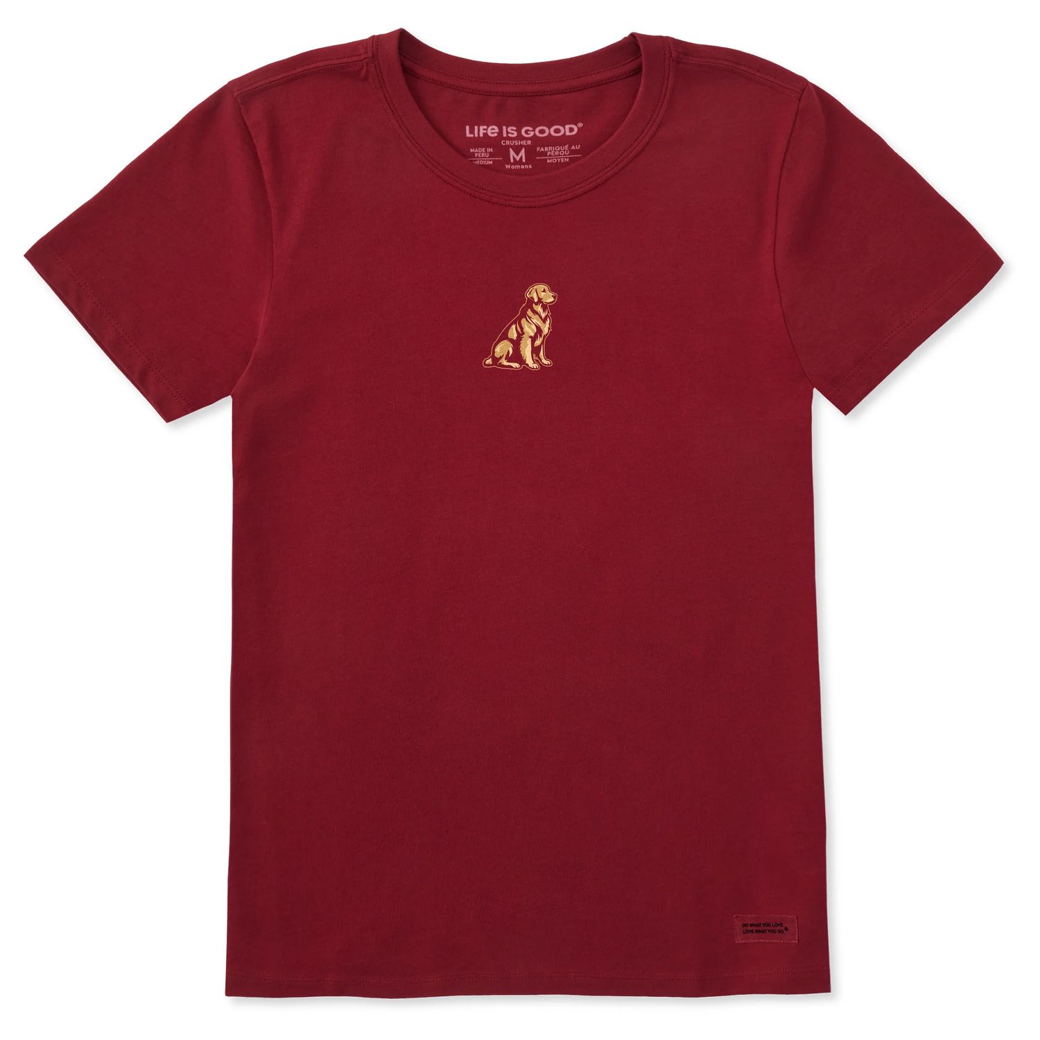 Life is Good Women's Golden Short Sleeve Tee Shirt, Color: Adirondack Red, Size: Large