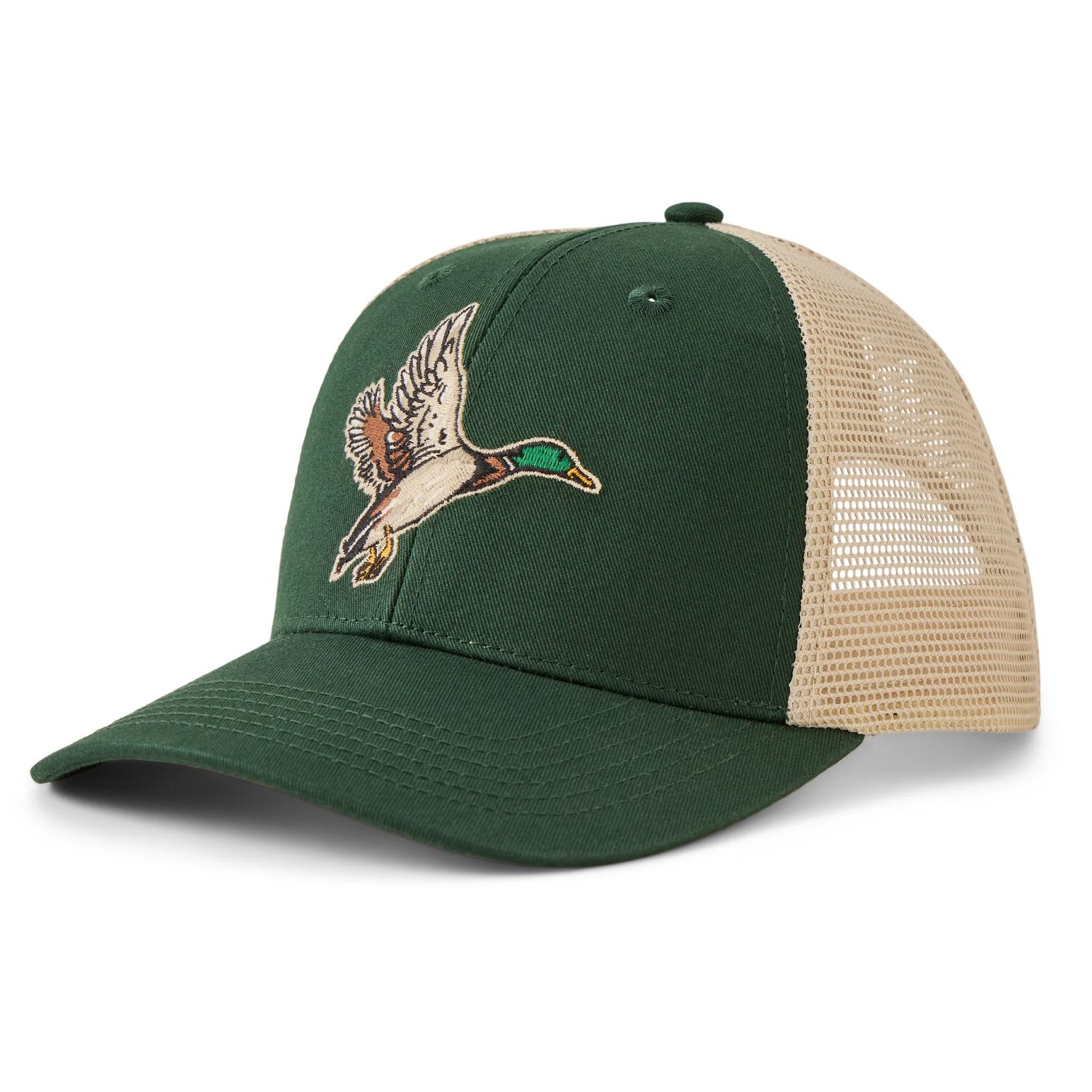 Life is Good Adult Unisex Flying Mallard Trucker Cap, Color: Treeline Green, Size: OS