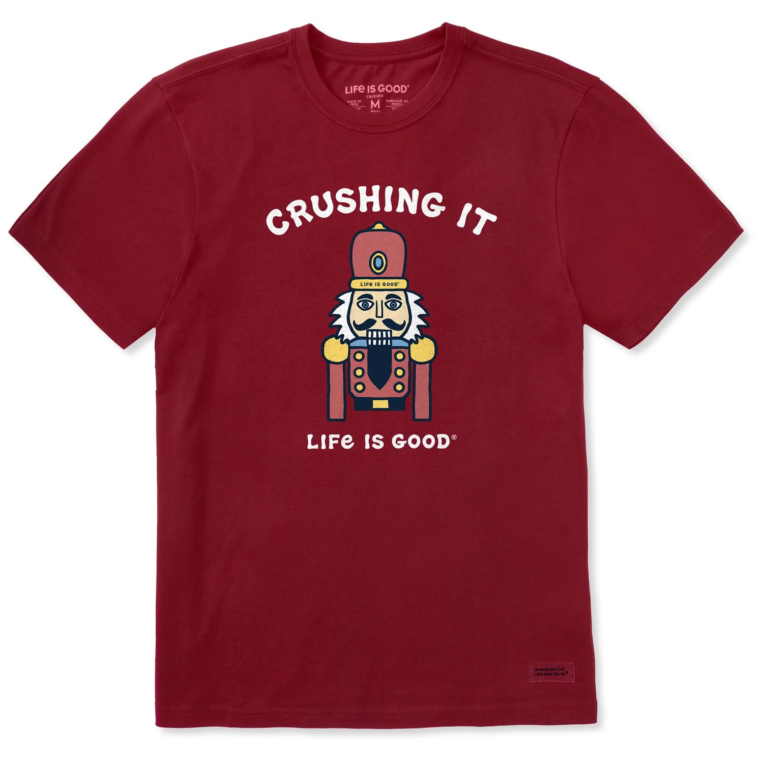Life is Good Men's Crushing It Nutcracker Short Sleeve Tee Shirt, Color: Adirondack Red, Size: Medium