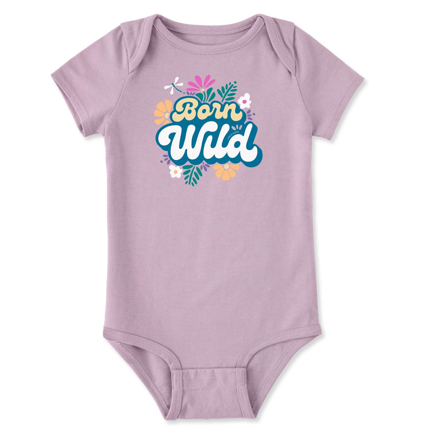 Life is Good Infant Born Wild Short Sleeve Bodysuit, Color: Violet Purple, Size: 0-3