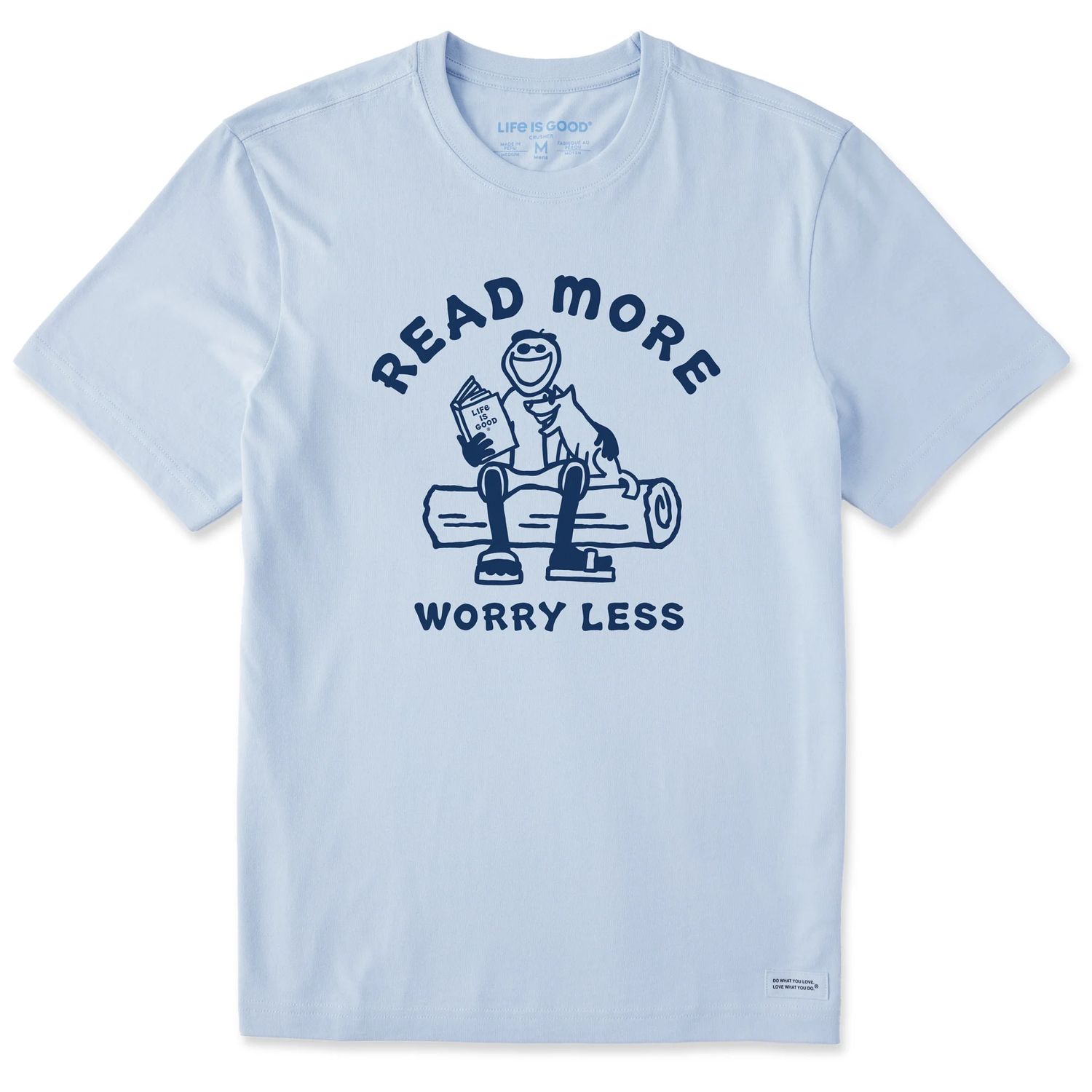 Life is Good Men's Jake &amp; Rocket Read More Short Sleeve Tee Shirt, Color: Glacier Blue, Size: Large