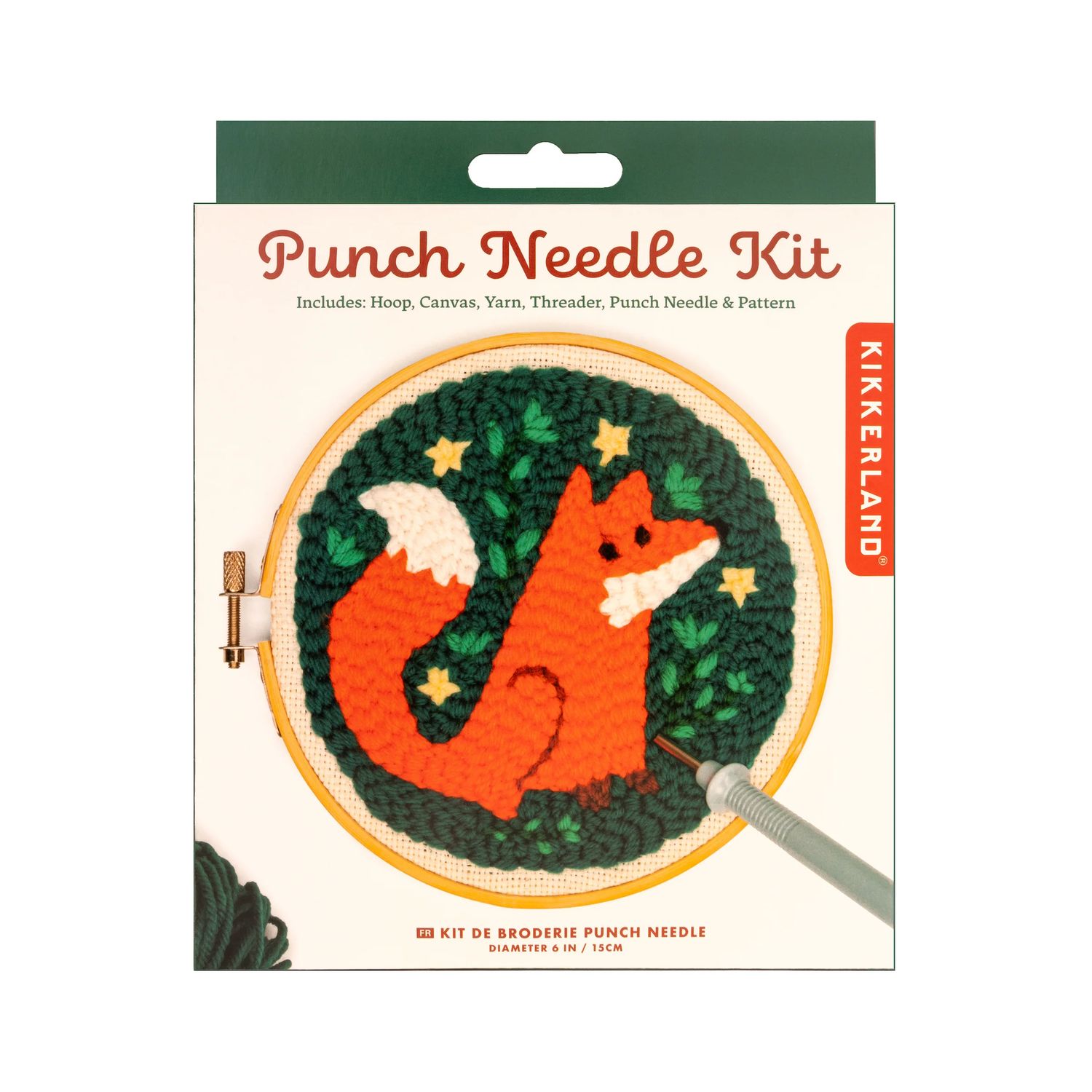 Kikkerland Punch Needle Kit, Pattern: Fox