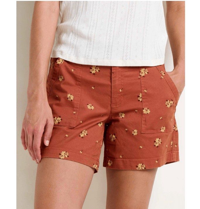 Toad&amp;Co Women's Earthworks Camp Short, Color: Copper Print-D, Size: 4