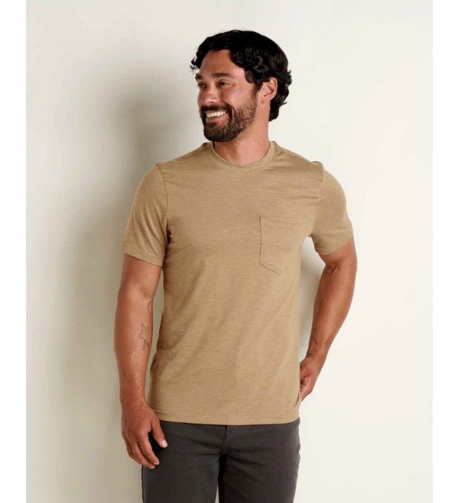 Toad&amp;Co Tempo Men's Crew, Color: Khaki, Size: Small