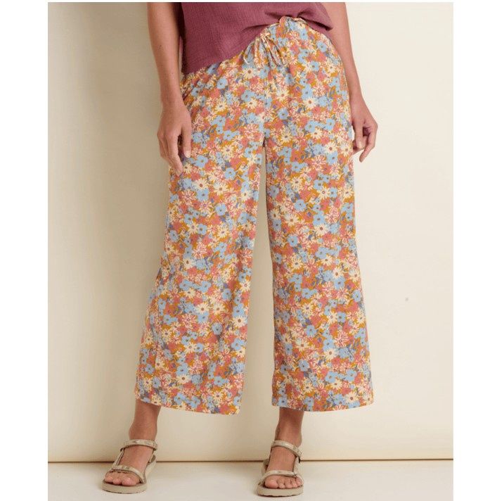 Toad&amp;Co Sunkissed Women's Wide Leg Crop Pant, Color: Sunset Print, Size: XS