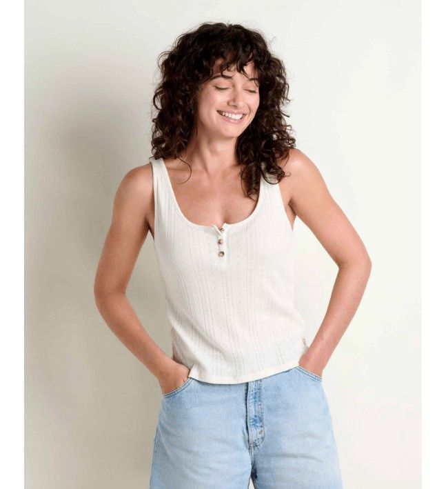Toad&amp;Co  Women's Foothill Pointelle Henley Tank, Color: Salt, Size: XS