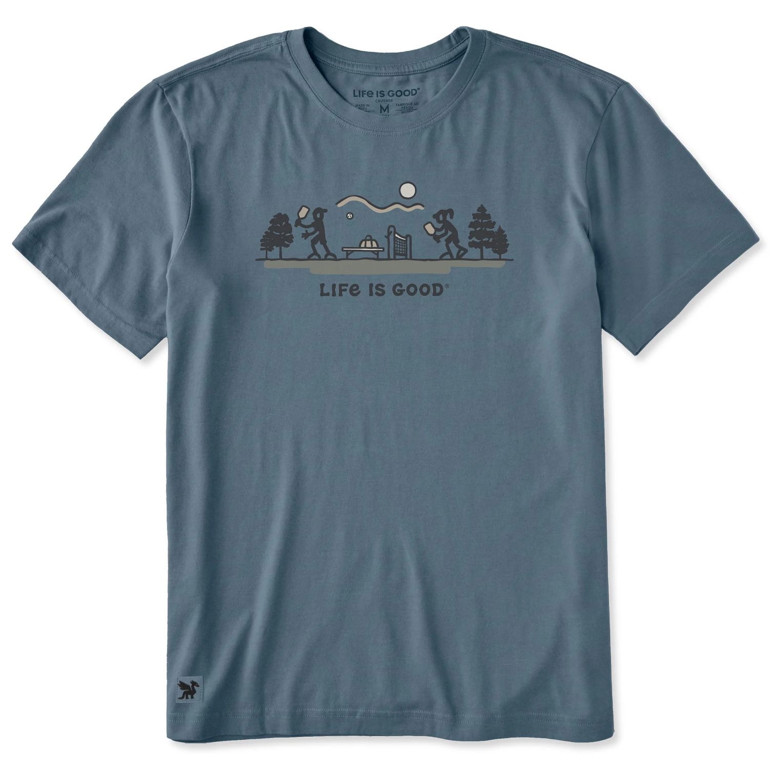 Life is Good Men's Pickleball Vista Short Sleeve Tee Shirt, Color: Slate Blue, Size: Medium