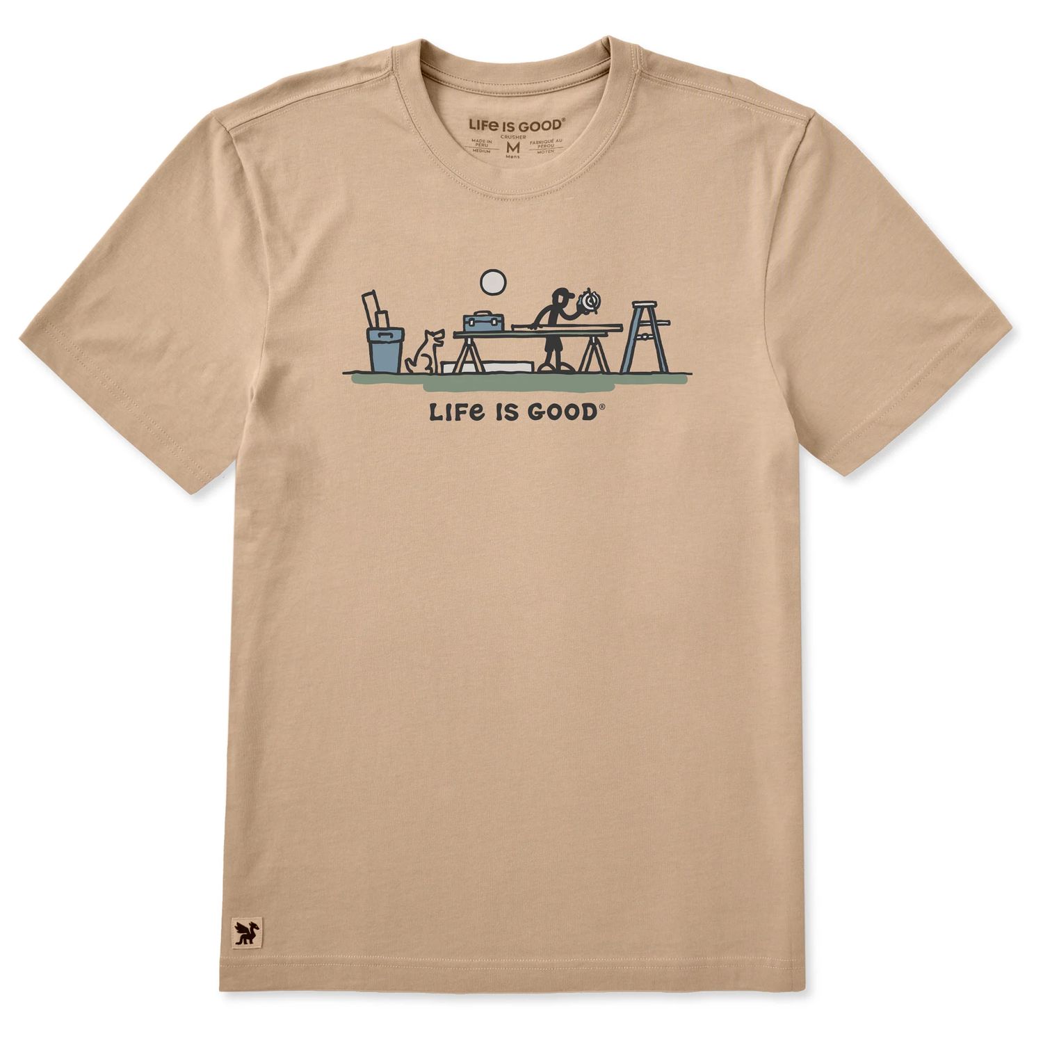 Life is Good Men's Handman Vista Short Sleeve Tee Shirt, Color: Oat Brown, Size: Large