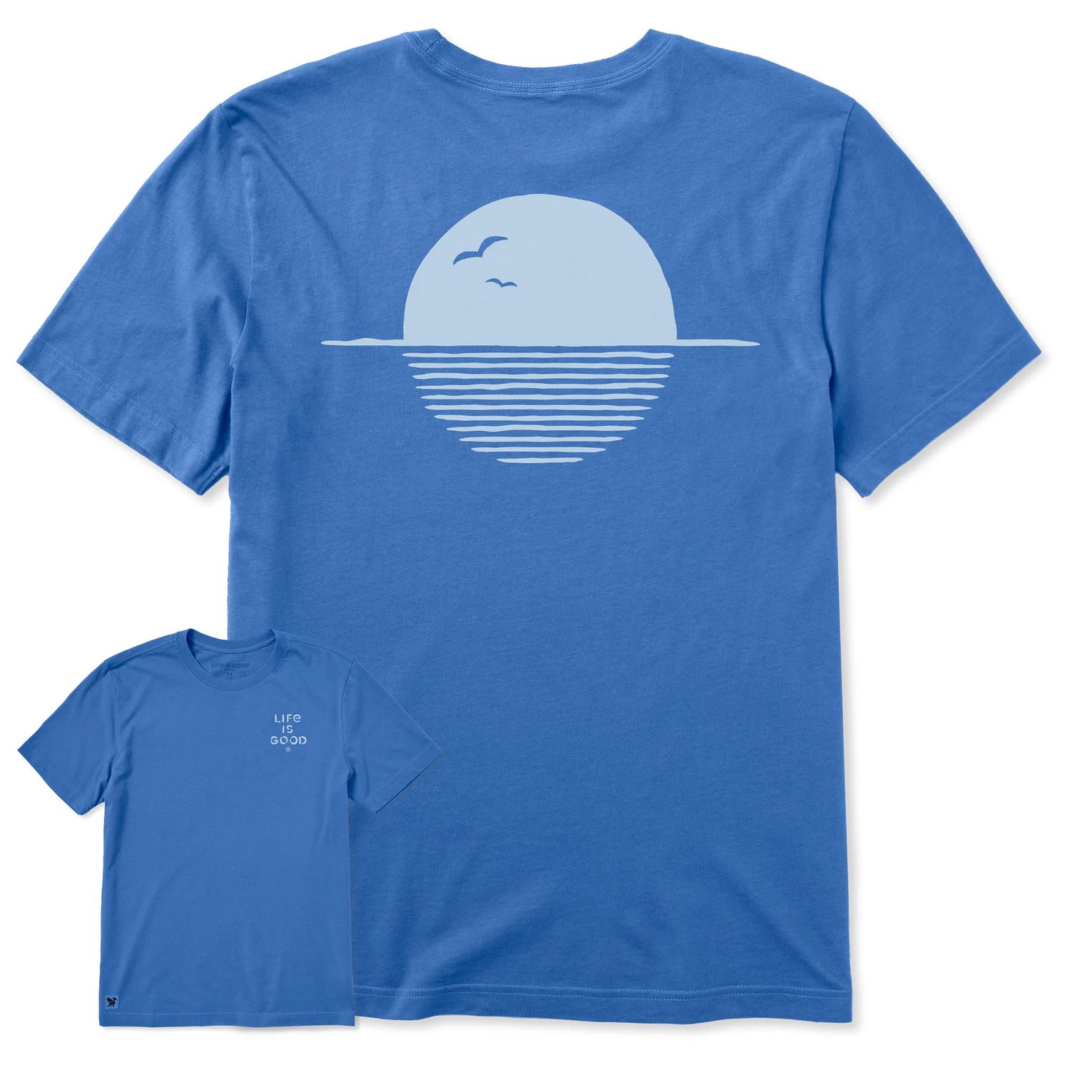 Life is Good Men's Sun Water Brush Short Sleeve Tee Shirt, Color: Athletic Blue, Size: Large