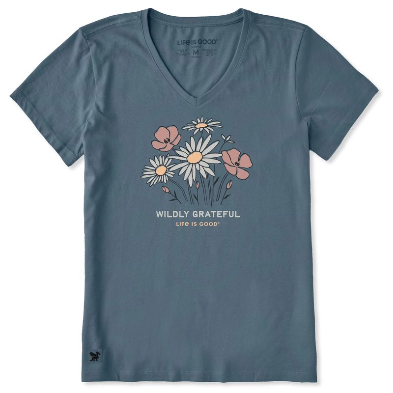 Women's Wildly Grateful Bouquet Short Sleeve Tee Shirt