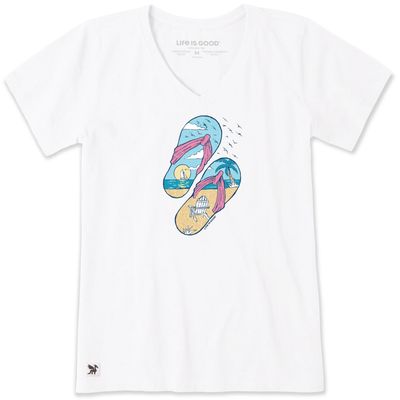 Women's Beachy Sailing Flip Flops Short Sleeve Tee Shirt