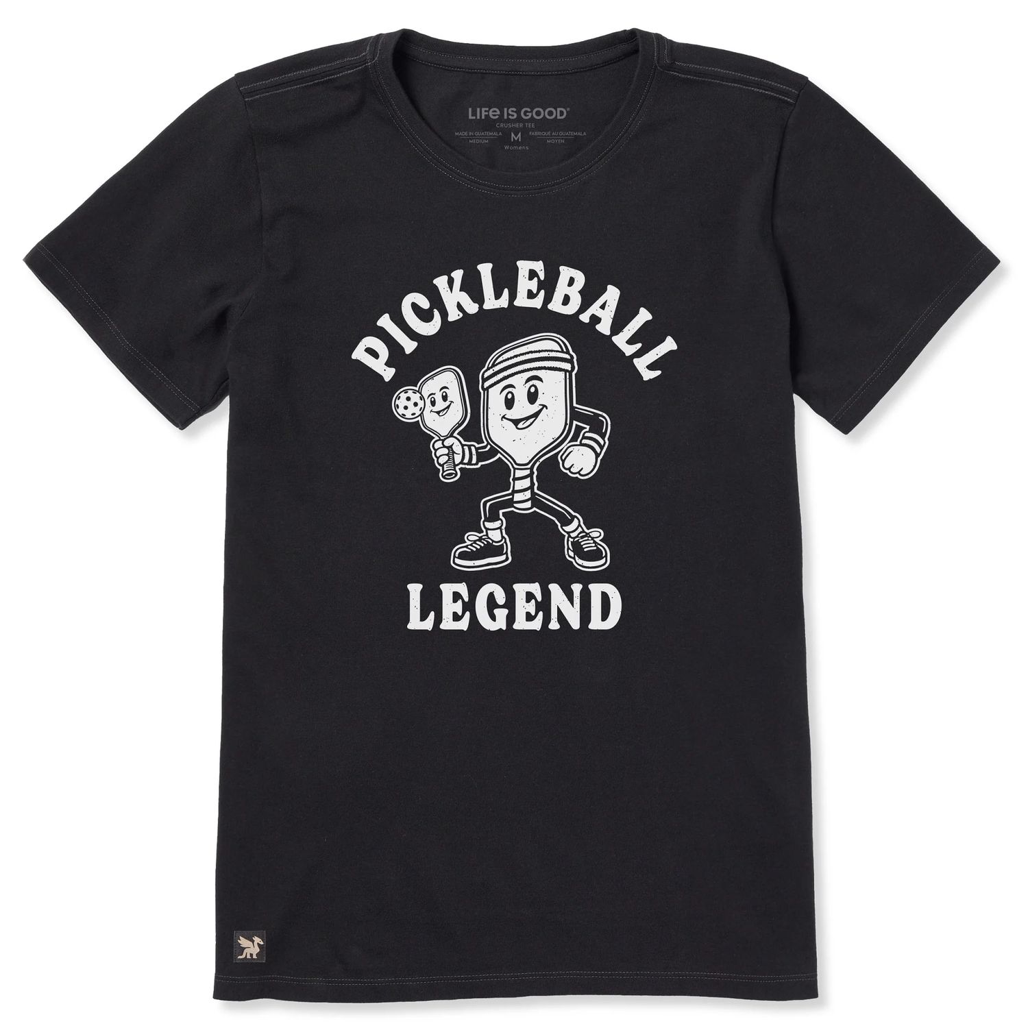 Women's Pickleball Legend Paddle Short Sleeve Tee Shirt, Color: Faded Black, Size: Small