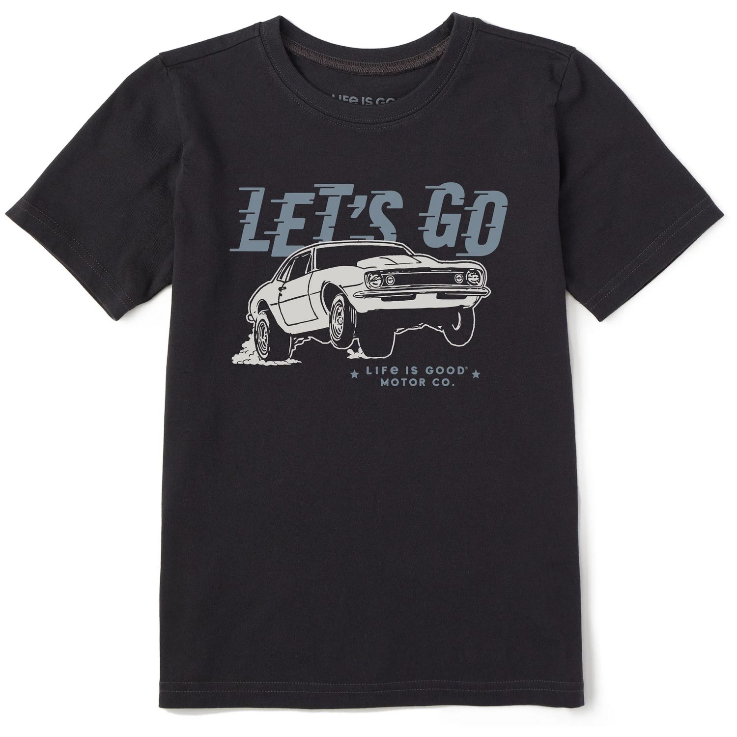Life is Good Kids Let's Go Drag Race Car Short Sleeve Tee Shirt, Color: Faded Black, Size: XS