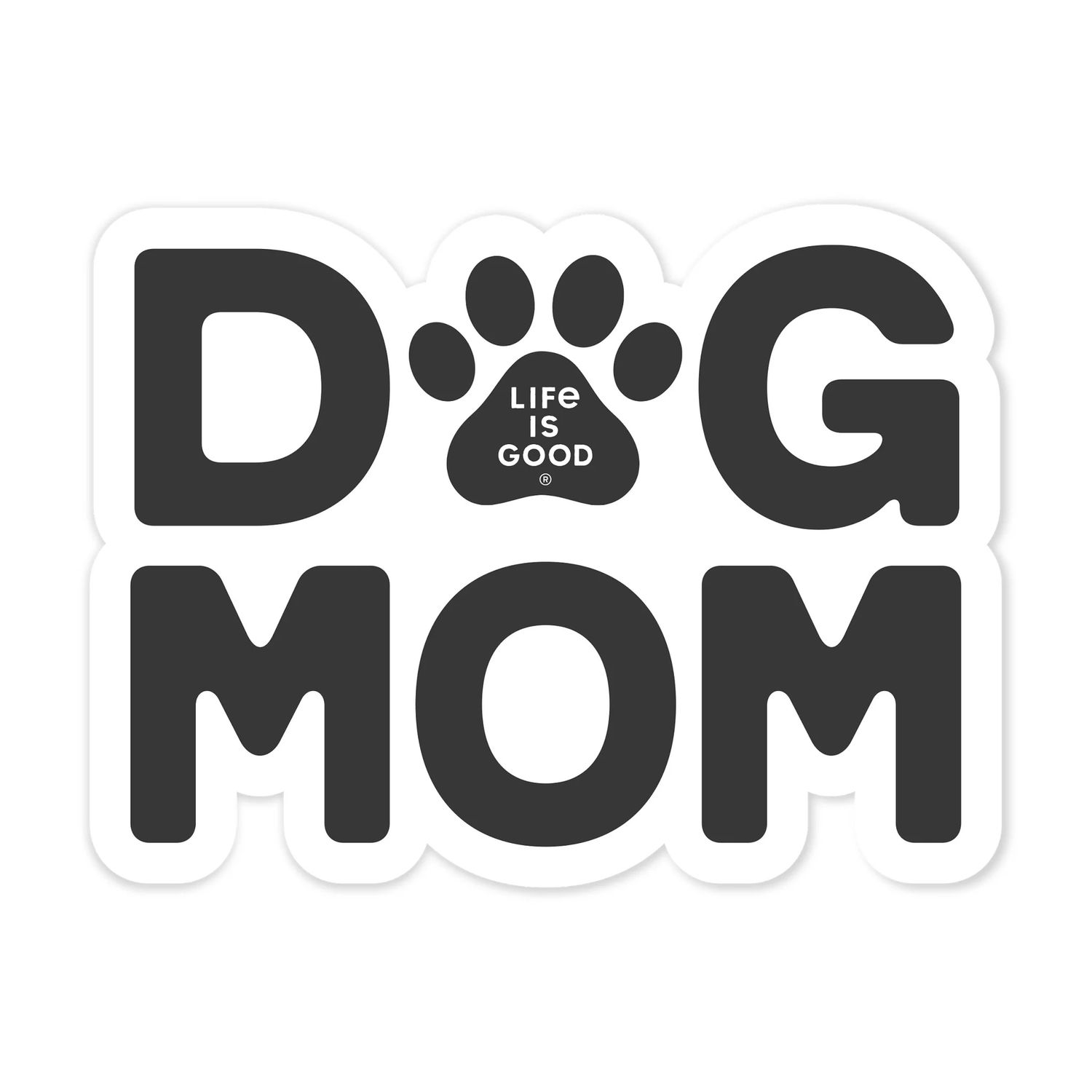 Life is Good Adult Unisex Paw Dog Mom Small Die Cut Sticker, Color: True Black, Size: OS
