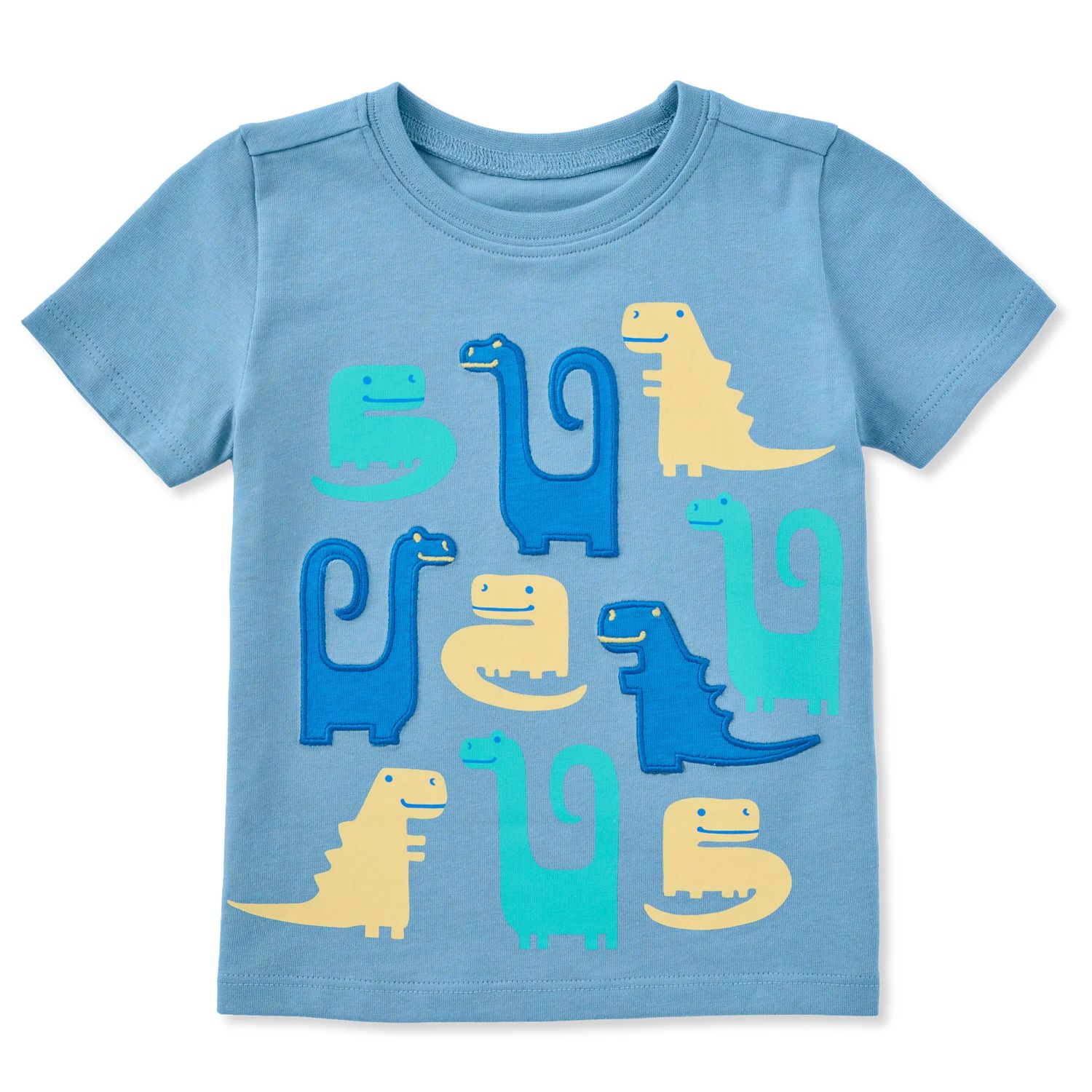 Dino Friends Short Sleeve Toddler Tee Shirt, Color: Cool Blue, Size: 18M