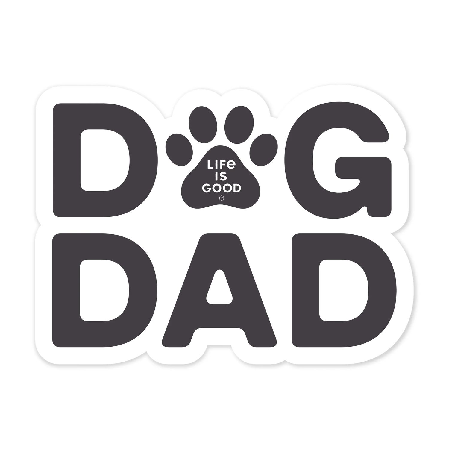 Life is Good Adult Unisex Paw Dog Dad Small Die Cut Sticker, Color: True Black, Size: OS
