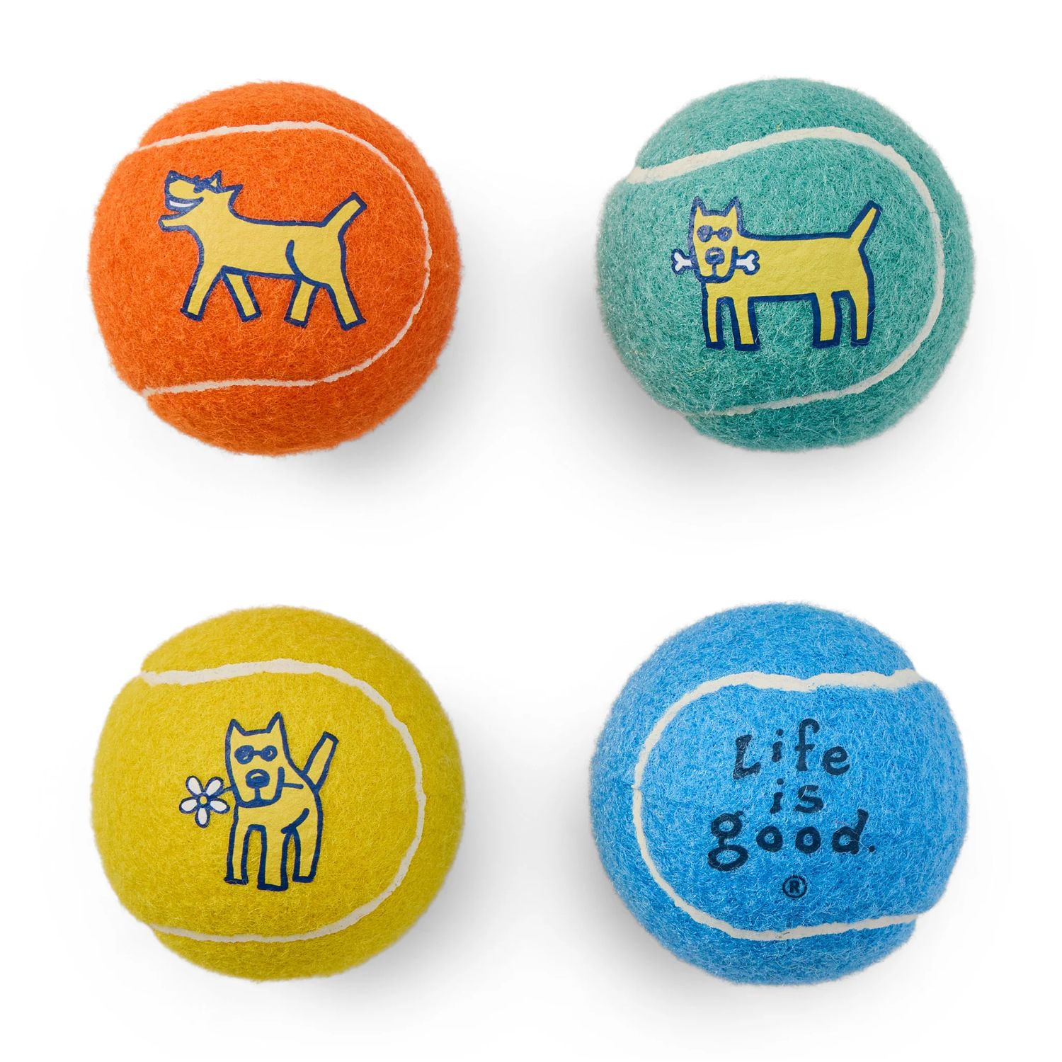 Life is Good Rocket Squeaker Tennis Ball Set, Color: Multi, Size: OS