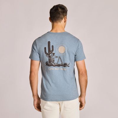 Men's Life Was Good Cowboy Skull Short Sleeve Tee Shirt