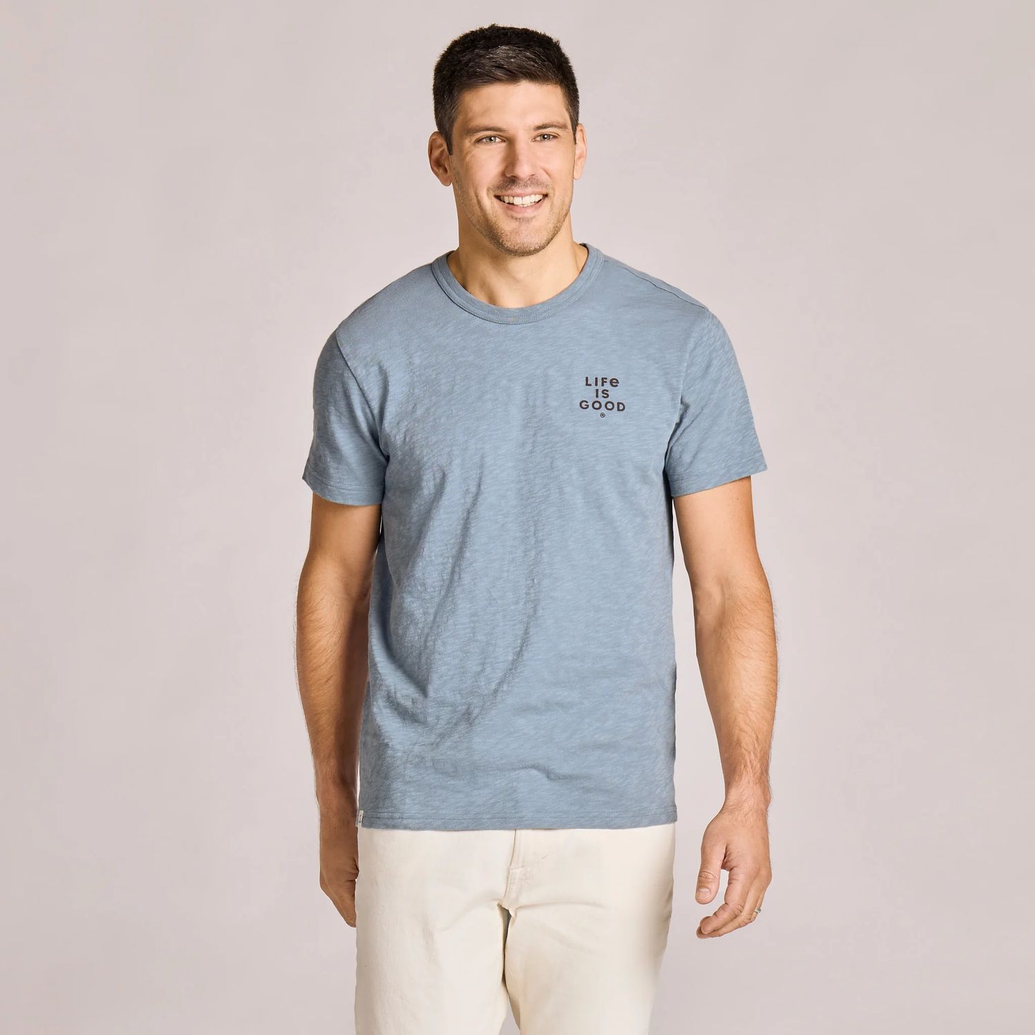 Men's Life Was Good Cowboy Skull Short Sleeve Tee Shirt, Color: Slate Blue, Size: Small