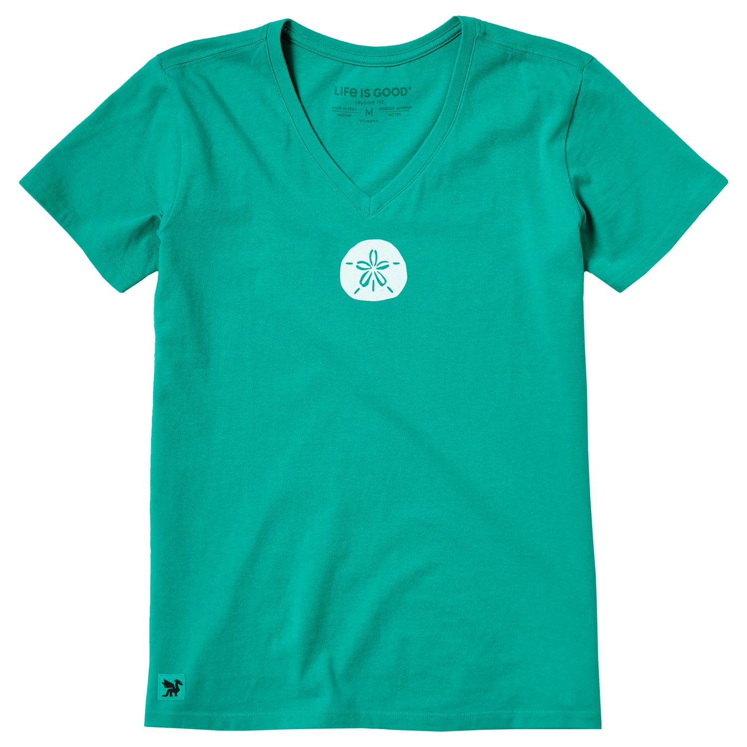 Life is Good Women's Sand Dollar Short Sleeve Tee Shirt, Color: Turquoise Green, Size: Large