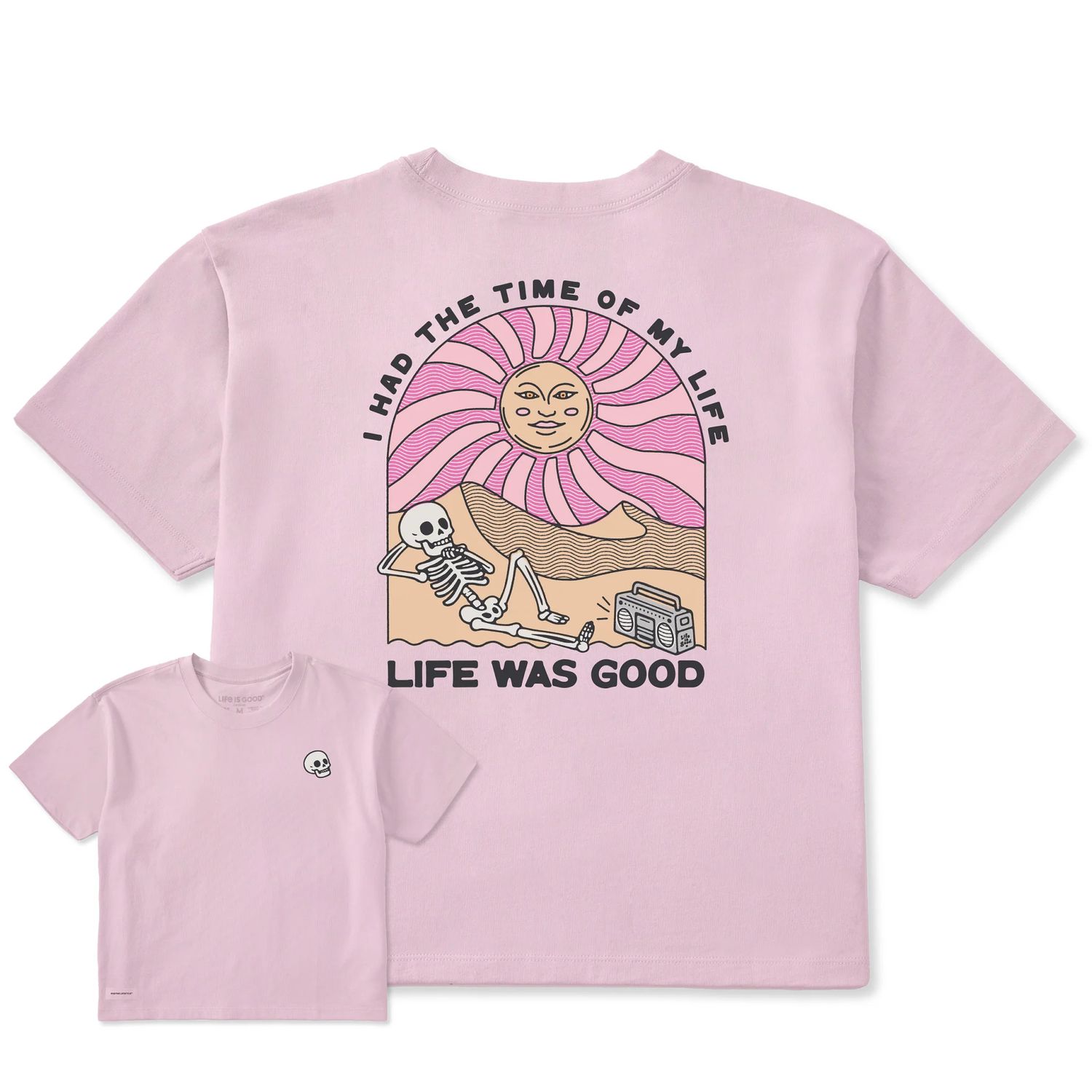 Life is Good Women's Death Valley Time Of My Life Short Sleeve Tee Shirt, Color: Seashell Pink, Size: Small