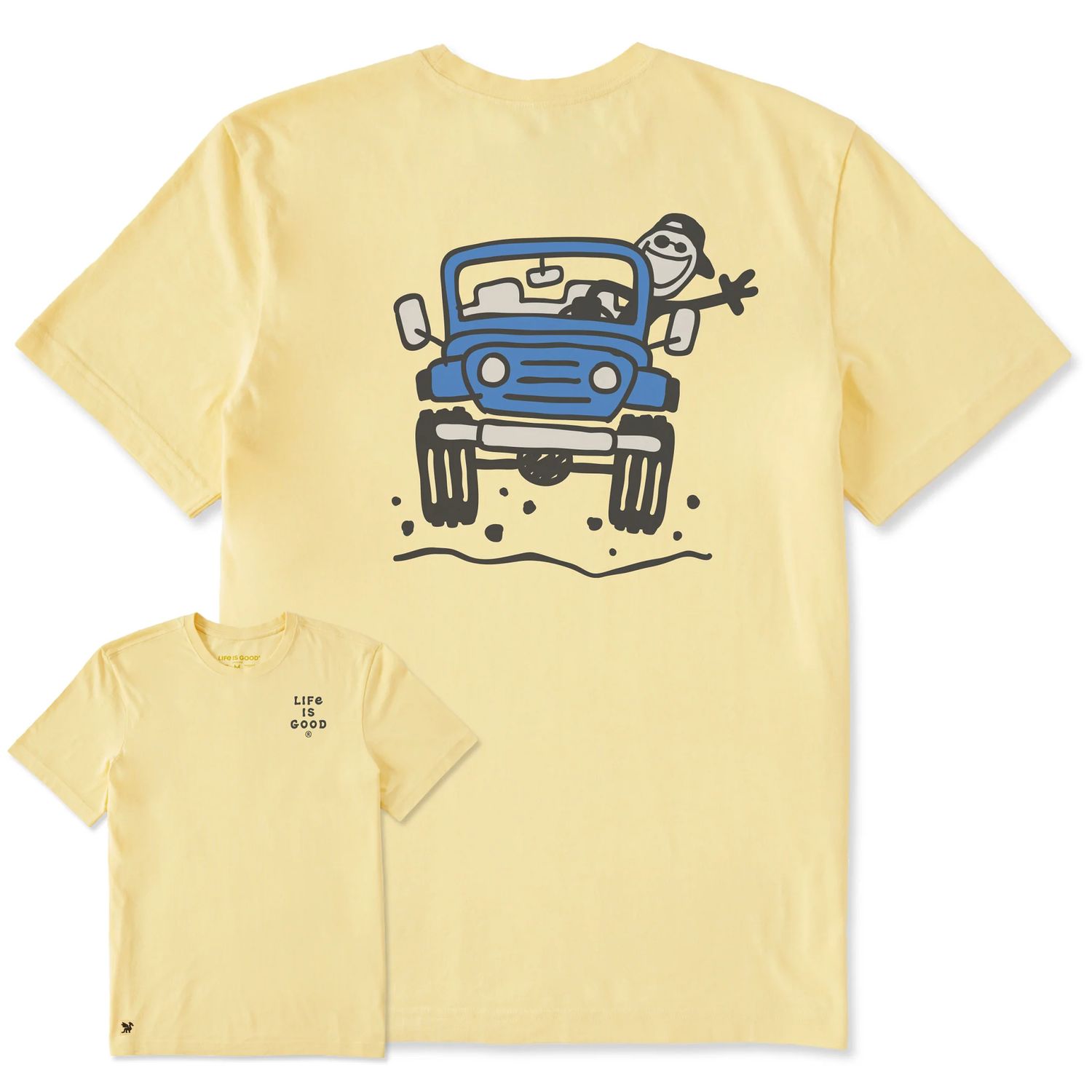 Life is Good Men's Jake ATV Wave Short Sleeve Tee Shirt, Color: Sandy Yellow, Size: Large