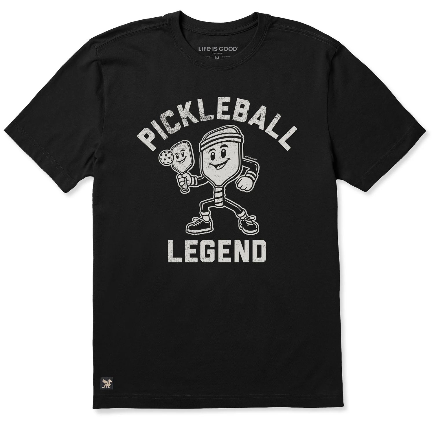 Life is Good Men's Pickleball Legend Paddle Short Sleeve Tee Shirt, Color: Faded Black, Size: Medium