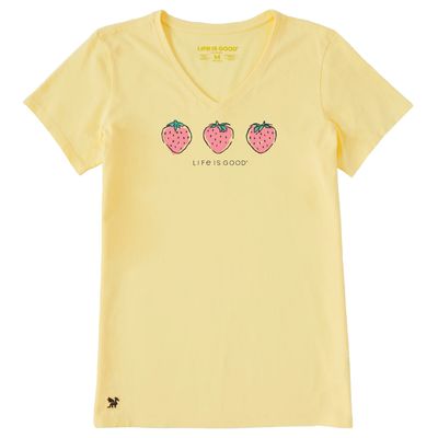 Women's Three Crafty Strawberries Short Sleeve Tee Shirt