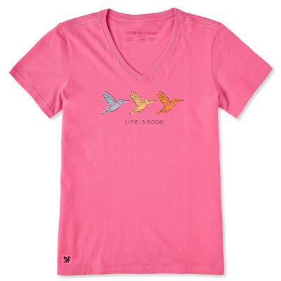 Women's Three Crafty Hummingbirds Short Sleeve Tee Shirt