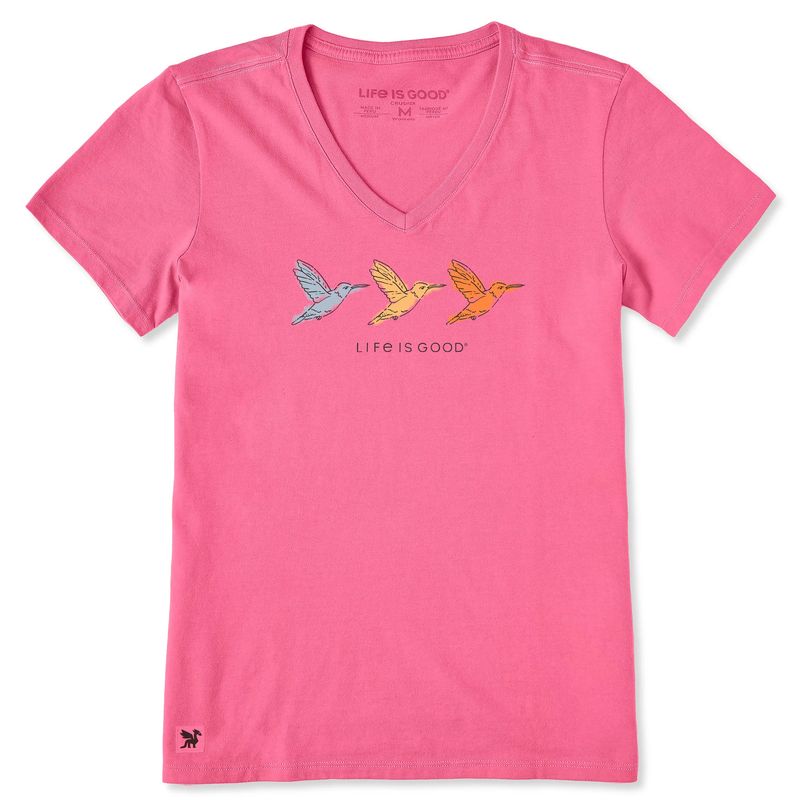 Women's Three Crafty Hummingbirds Short Sleeve Tee Shirt