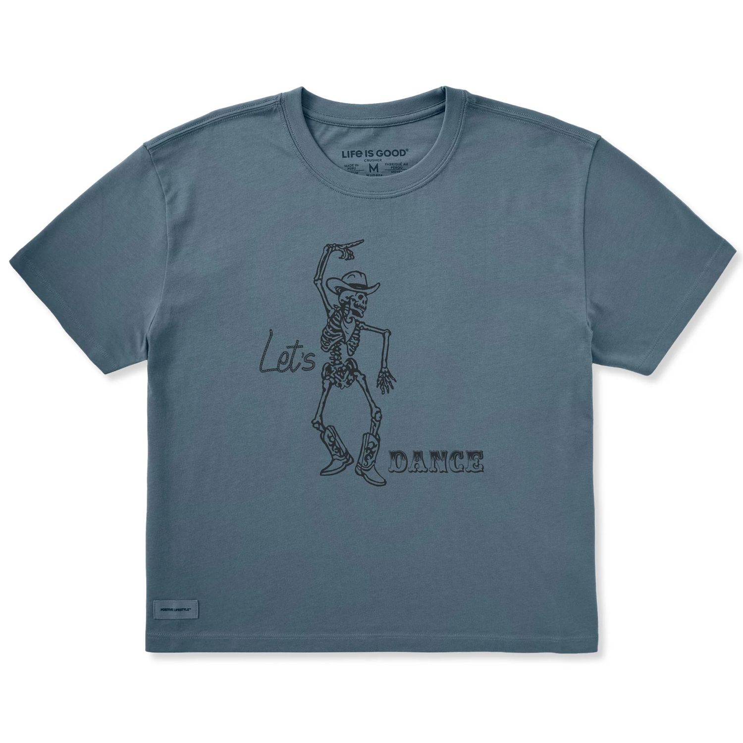 Life is Good Women's Let's Dance Short Sleeve Tee Shirt, Color: Slate Blue, Size: XS