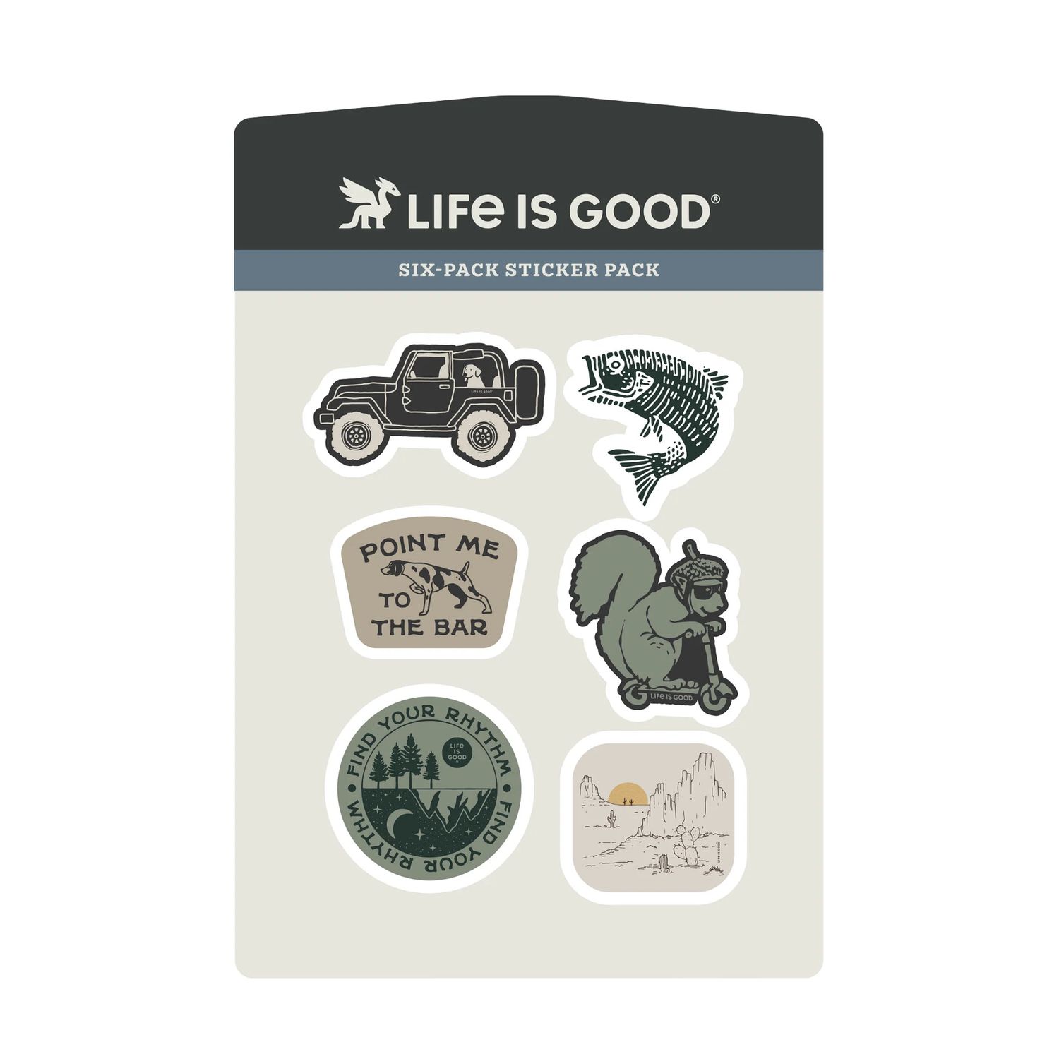 Life is Good Six-Pack Sticker Pack 1, Color: Multi, Size: OS