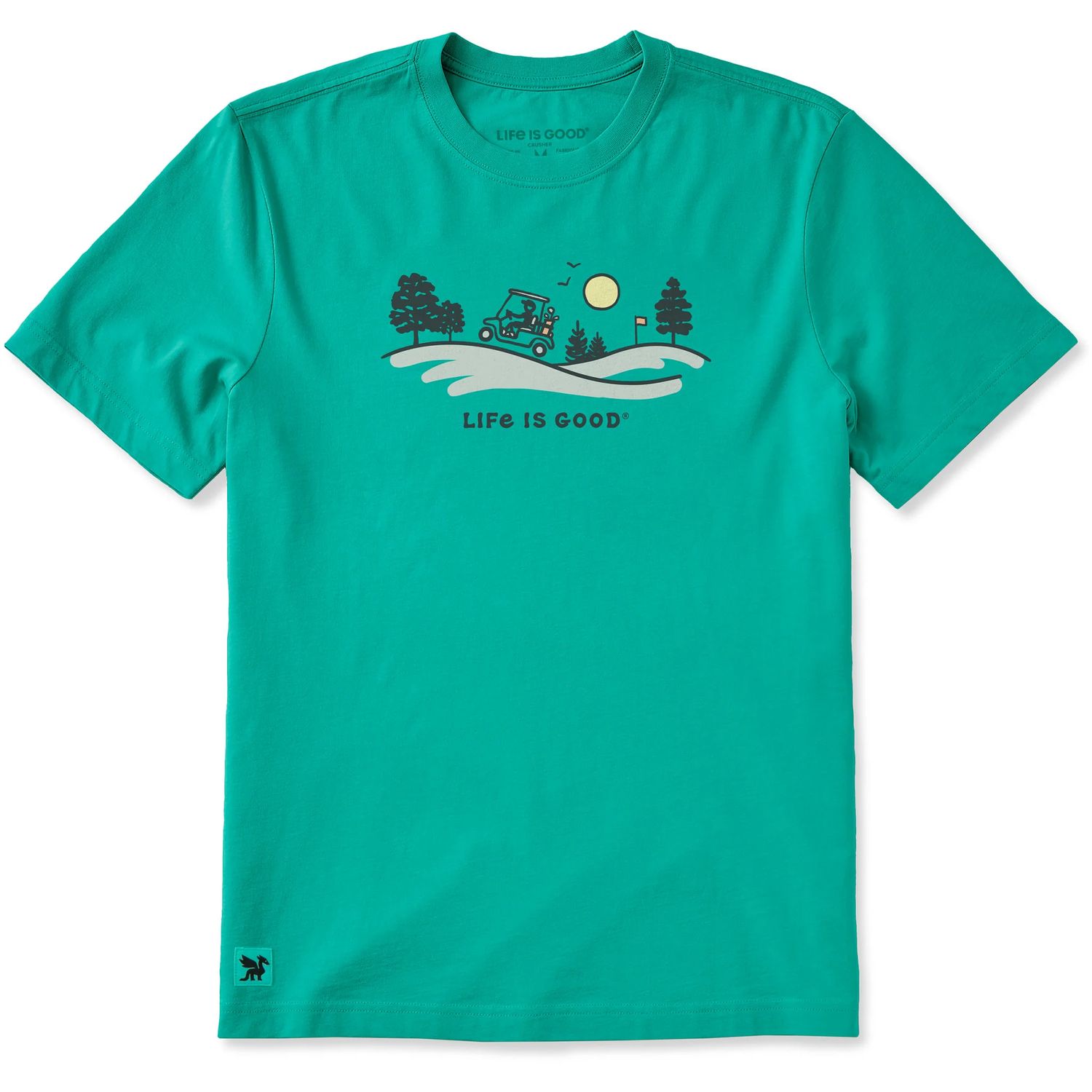 Life is Good Men's Golf Course Cart Vista Short Sleeve Tee Shirt, Color: Turquoise Green, Size: Large