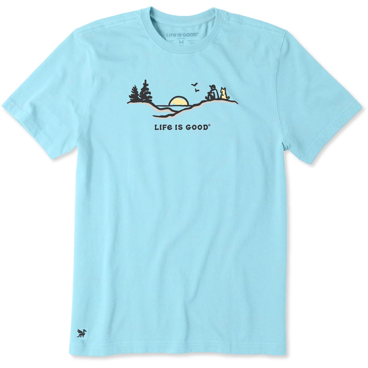 Life is Good Men's Pine Sunset Vista Short Sleeve Tee Shirt, Color: Aqua Blue, Size: Medium