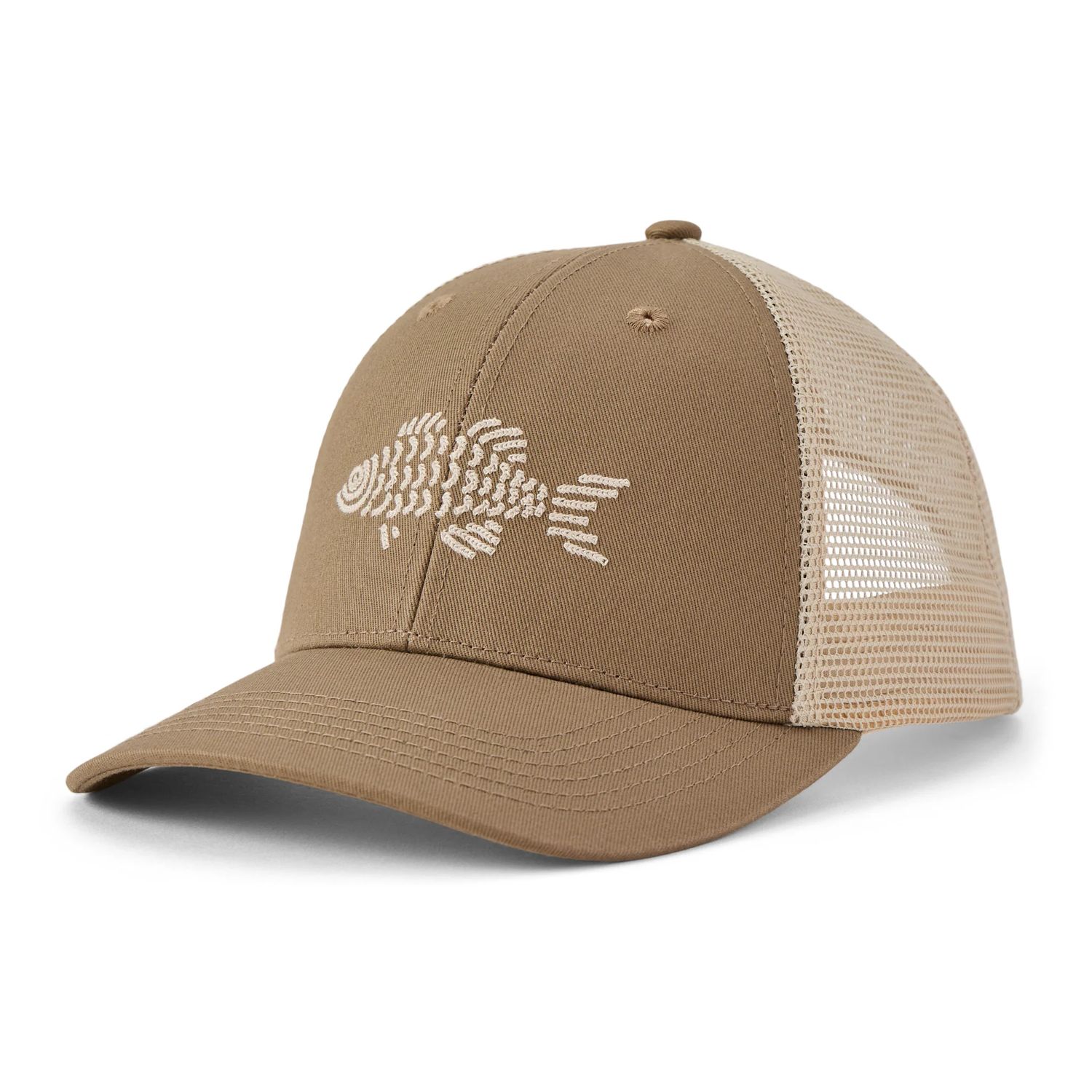 Life is Good Adult Unisex Tribal Scale Fish Trucker Cap, Color: Mushroom Brown With Birch White Mesh, Size: OS